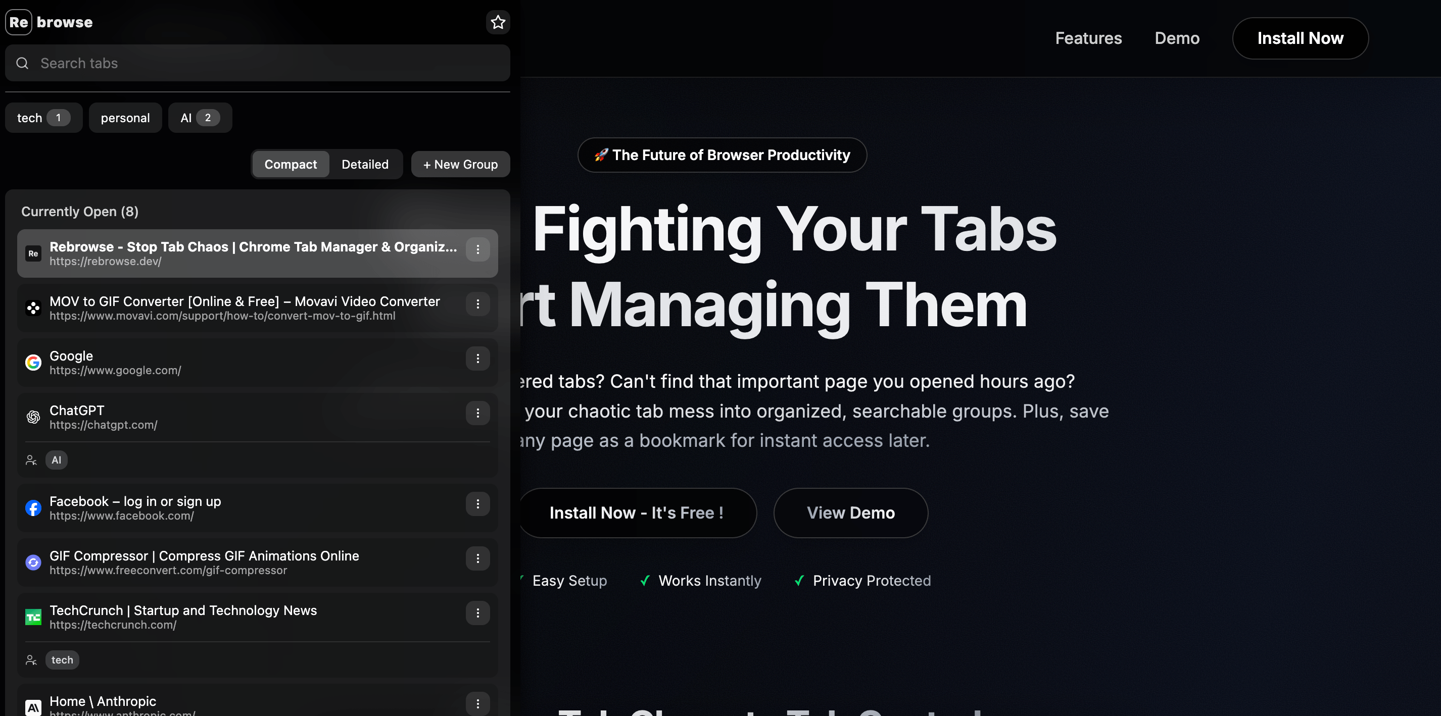 Rebrowse Extension Interface