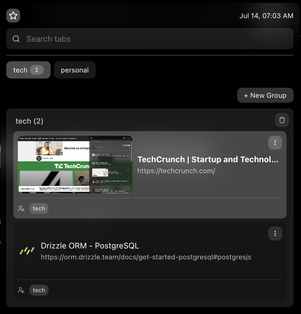 Tab Grouping Feature